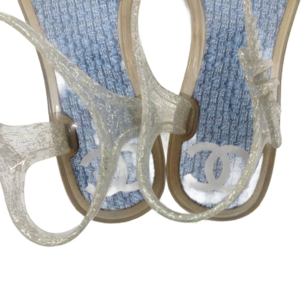 Chanel Camellia CC Logo Sandals Strap 35 Blue — view 7
