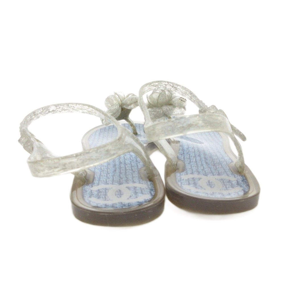 Chanel Camellia CC Logo Sandals Strap 35 Blue — view 5