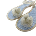 Chanel Camellia CC Logo Sandals Strap 35 Blue — view 3