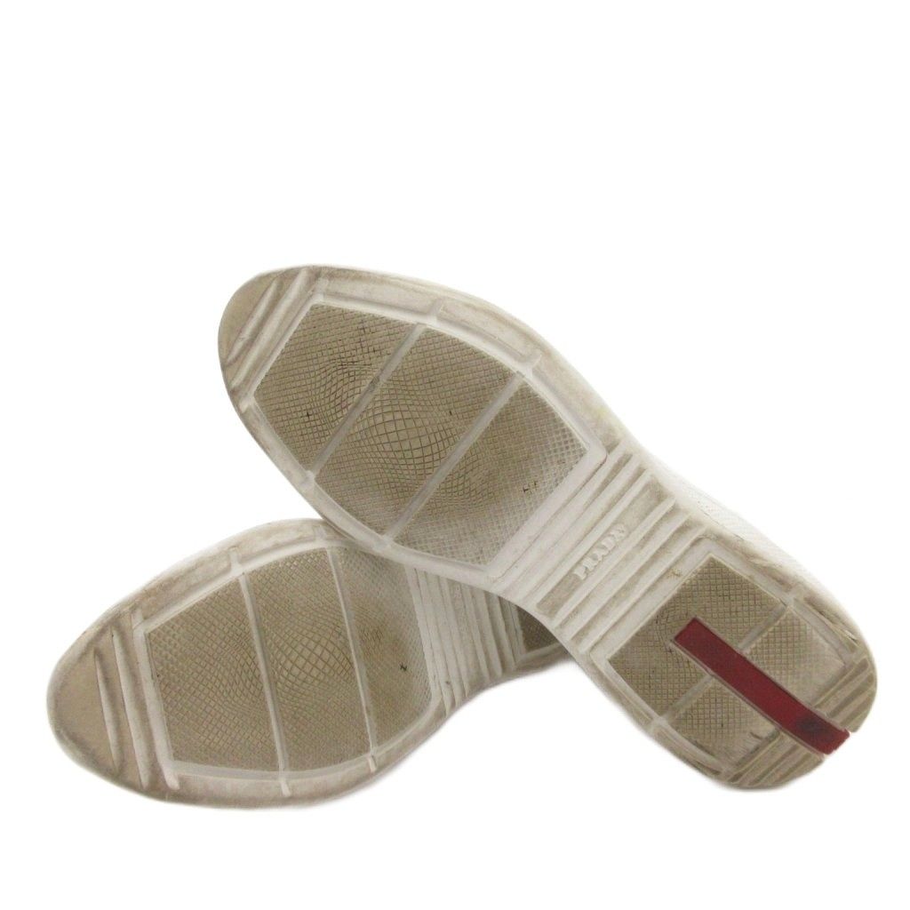 Prada Socks Sneakers Shoes High Cut Logo 36.5 White — view 6