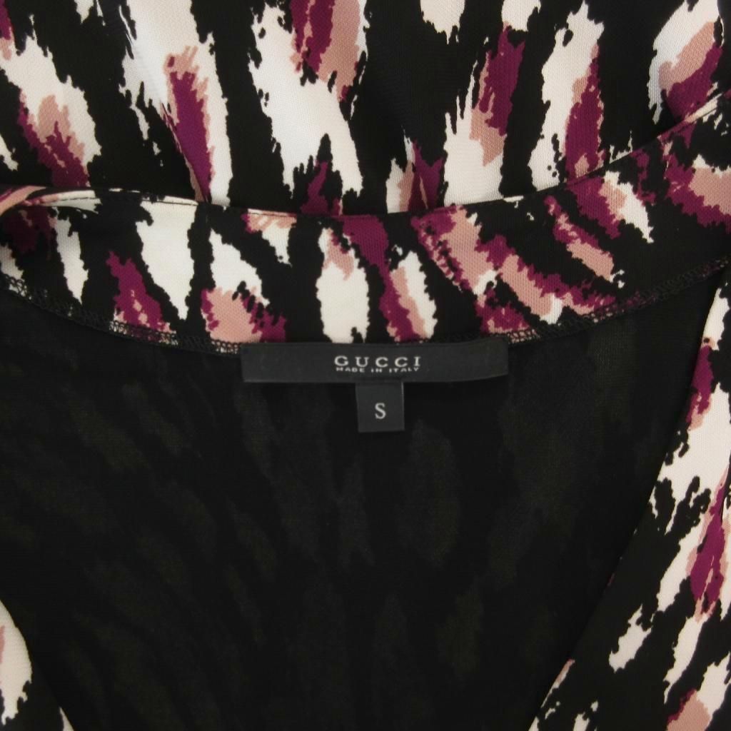 Gucci Cache Couple Dress V-neck All Over Pattern Belt Fringe Long — view 5