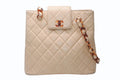 Chanel Chain Bag CC Logo Lambskin Beige Brown Tortoiseshell Pattern