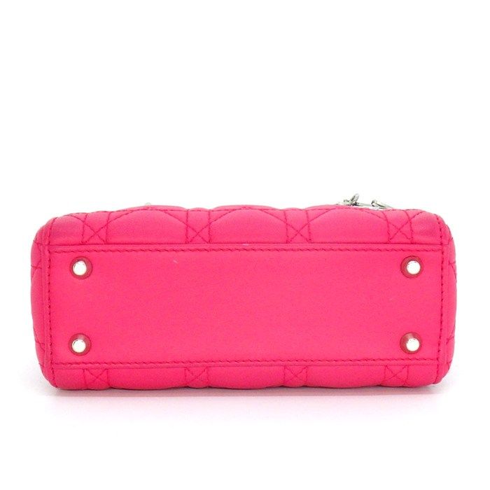 Dior Shoulder Bag Lady Mini Pink Cannage Lambskin Silver — view 4