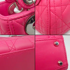 Dior Shoulder Bag Lady Mini Pink Cannage Lambskin Silver — view 8