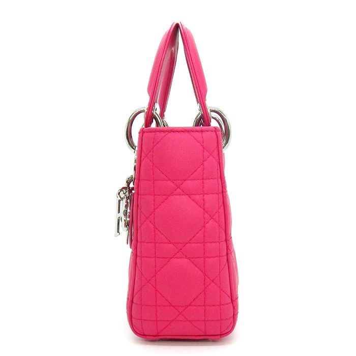 Dior Shoulder Bag Lady Mini Pink Cannage Lambskin Silver — view 3