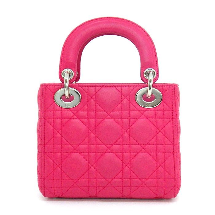 Dior Shoulder Bag Lady Mini Pink Cannage Lambskin Silver — view 2