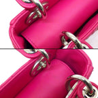 Dior Shoulder Bag Lady Mini Pink Cannage Lambskin Silver — view 9