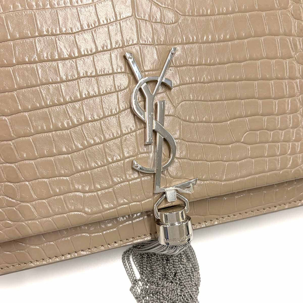 Saint Laurent Kate Chain Wallet Bifold Croco — view 8