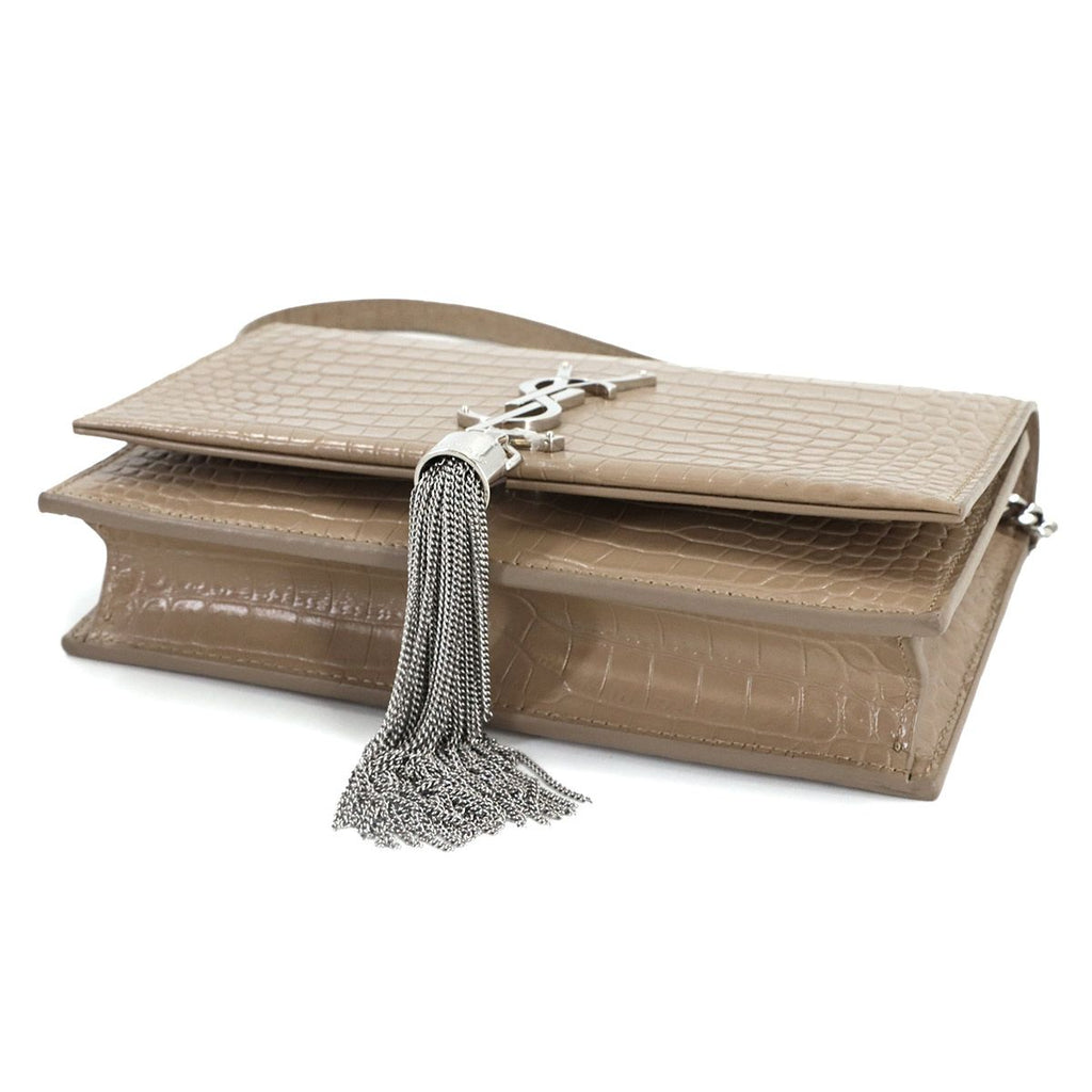 Saint Laurent Kate Chain Wallet Bifold Croco — view 3