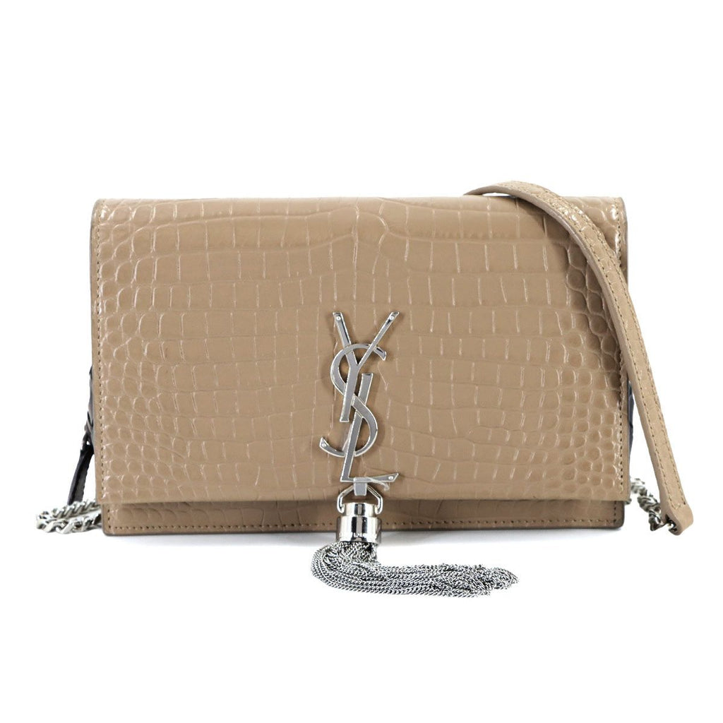Saint Laurent Kate Chain Wallet Bifold Croco — view 2