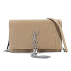 Saint Laurent Kate Chain Wallet Bifold Croco — view 2