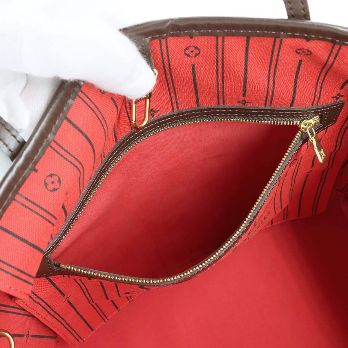 Louis Vuitton Damier Neverfull MM Tote Ebene Cerise Brown — view 9