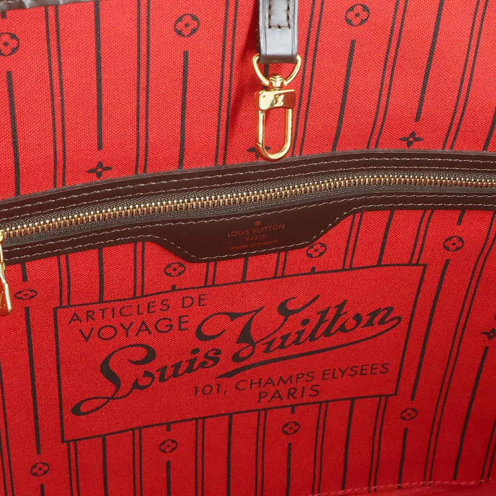 Louis Vuitton Damier Neverfull MM Tote Ebene Cerise Brown — view 8