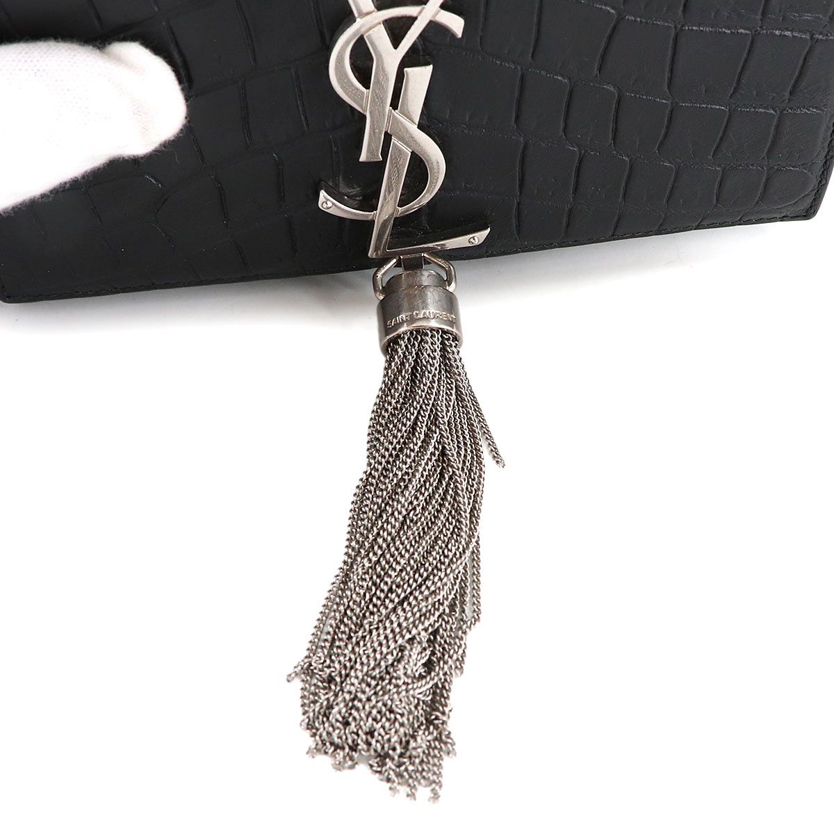 Saint Laurent Kate Mini Chain Shoulder Bag Croco — view 9