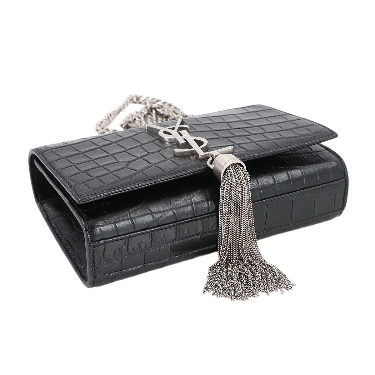 Saint Laurent Kate Mini Chain Shoulder Bag Croco — view 4
