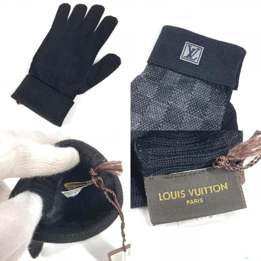 Louis Vuitton Gloves Gon Petit Damier Wool Black — view 8