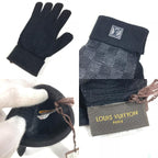 Louis Vuitton Gloves Gon Petit Damier Wool Black — view 8