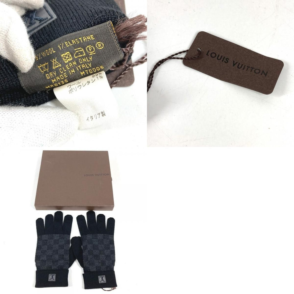 Louis Vuitton Gloves Gon Petit Damier Wool Black — view 9