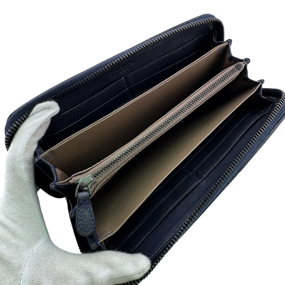 Bottega Veneta Round Zip Wallet Navy — view 7