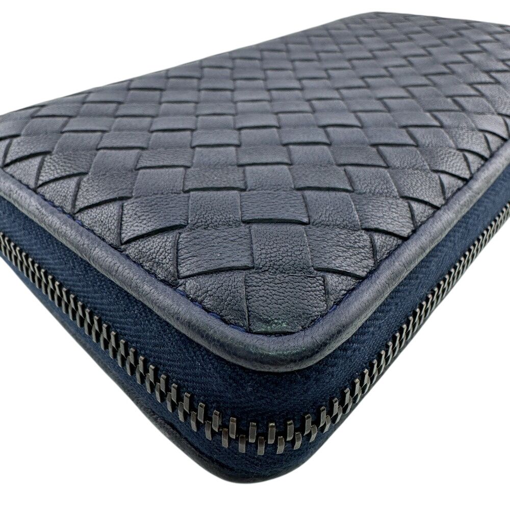 Bottega Veneta Round Zip Wallet Navy — view 3