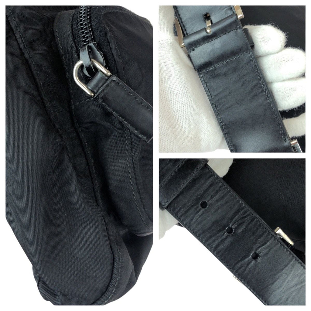 Prada Tessuto Black Silver Nylon Leather Belt Bag — view 6