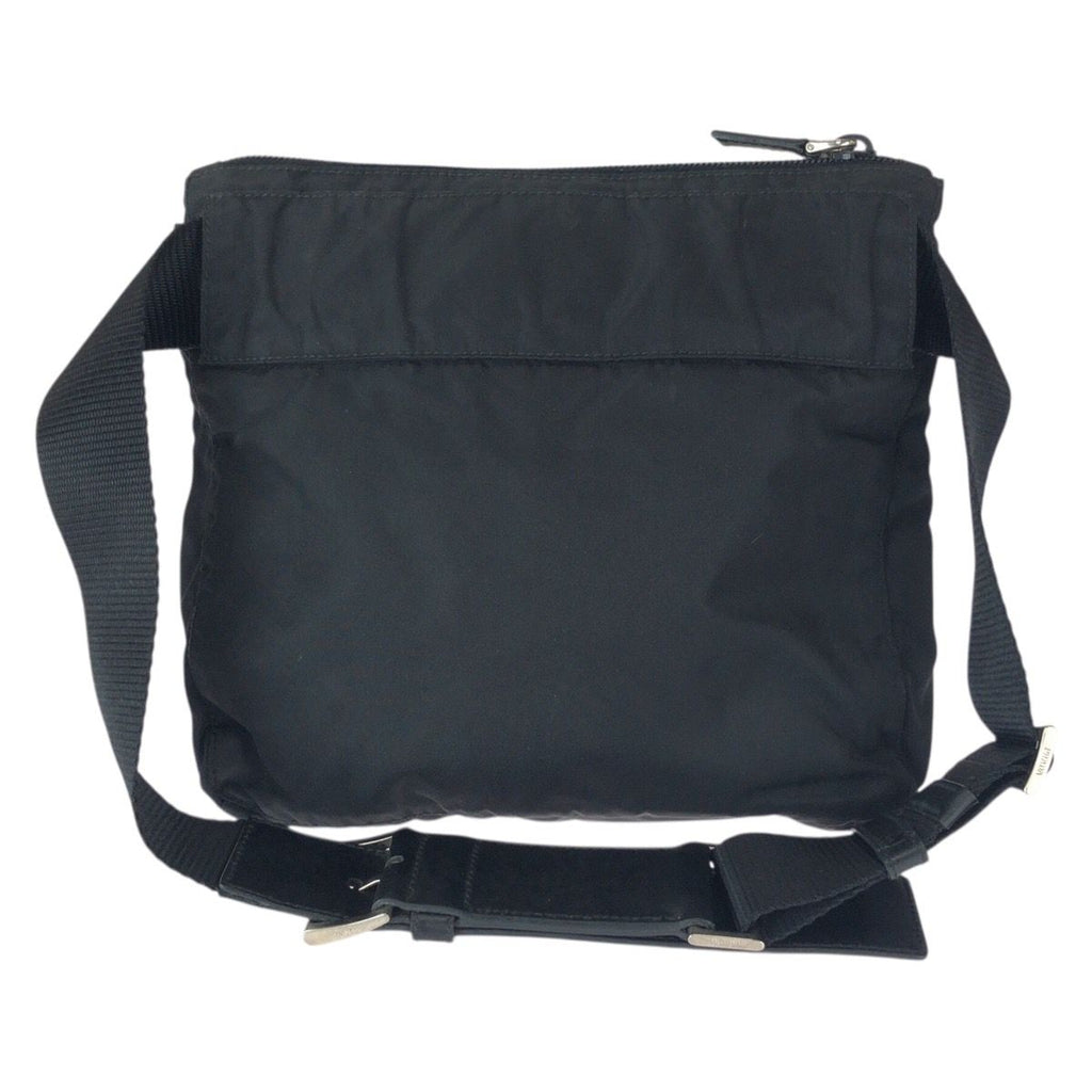 Prada Tessuto Black Silver Nylon Leather Belt Bag — view 2