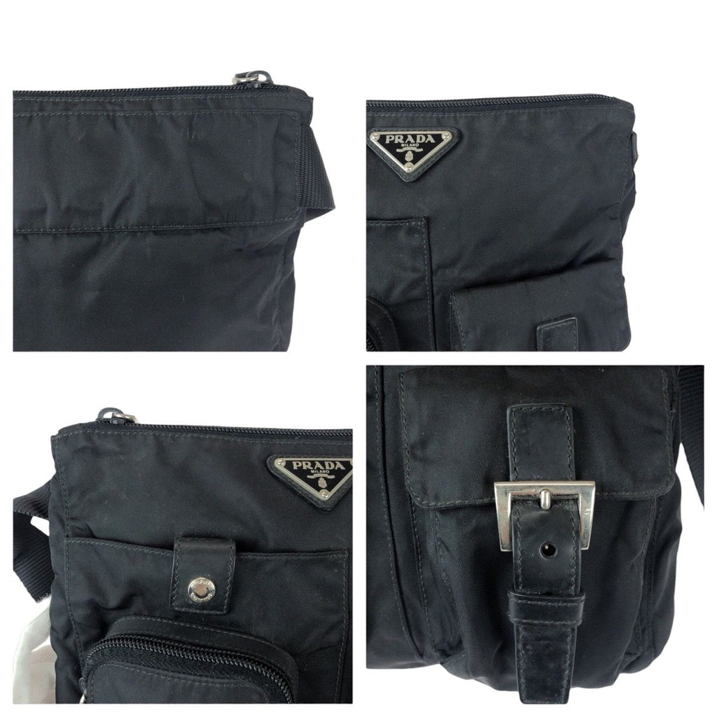 Prada Tessuto Black Silver Nylon Leather Belt Bag — view 5