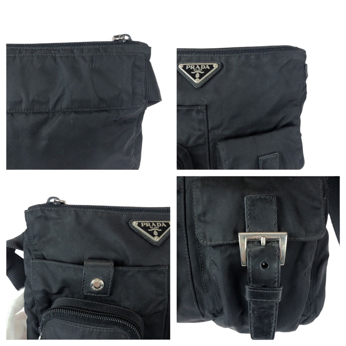 Prada Tessuto Black Silver Nylon Leather Belt Bag — view 5