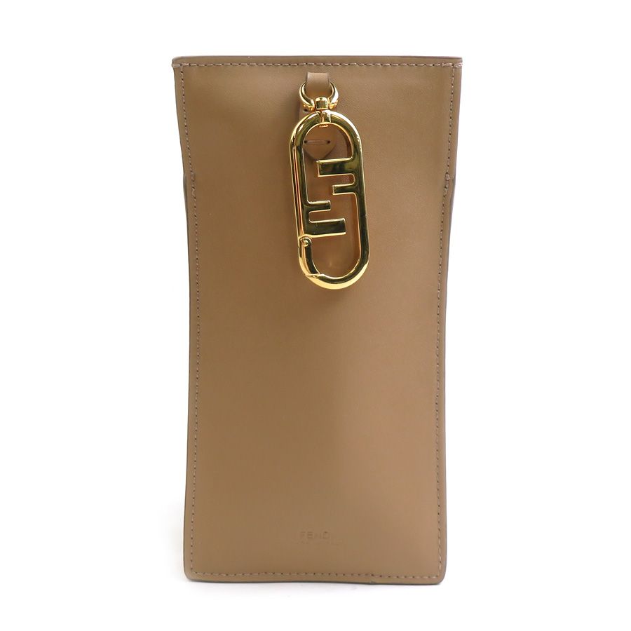 Fendi Phone Pouch Leather Beige — view 2