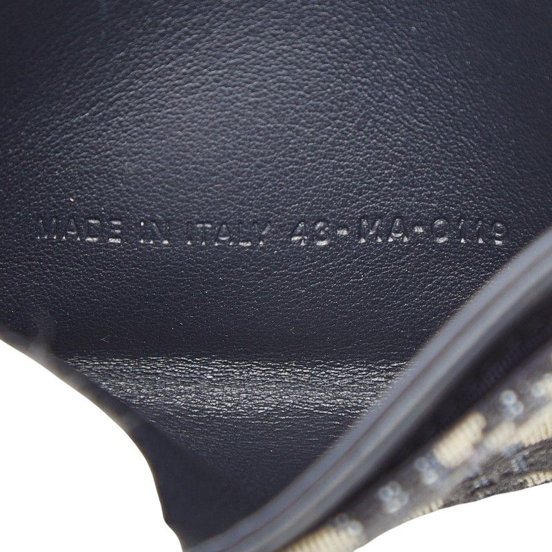 Dior Blue Jacquard Coin Case Wallet Navy Canvas Leather — view 8