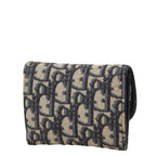 Dior Blue Jacquard Coin Case Wallet Navy Canvas Leather — view 2