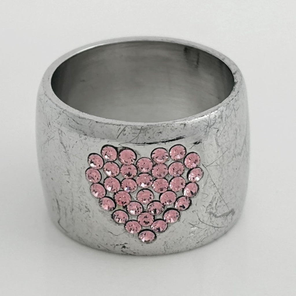 Chanel CC Logo Rhinestone Ring Silver Plated — view 4