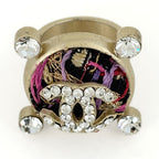 Chanel CC Logo Rhinestone Ring Tweed Gold Plated Multicolor — view 2