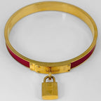 Hermes Kelly Bangle Bracelet Cadena Leather Gold Red — view 2