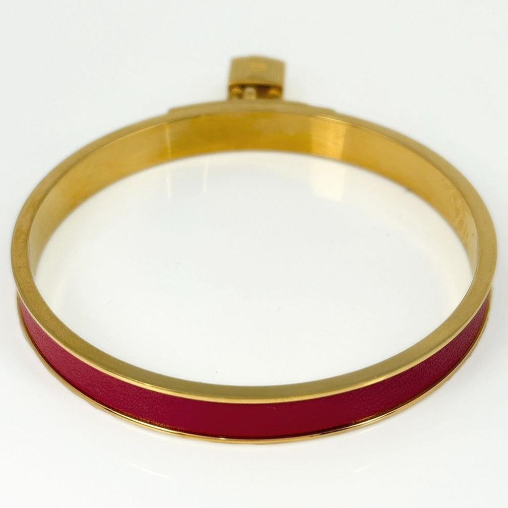 Hermes Kelly Bangle Bracelet Cadena Leather Gold Red — view 3