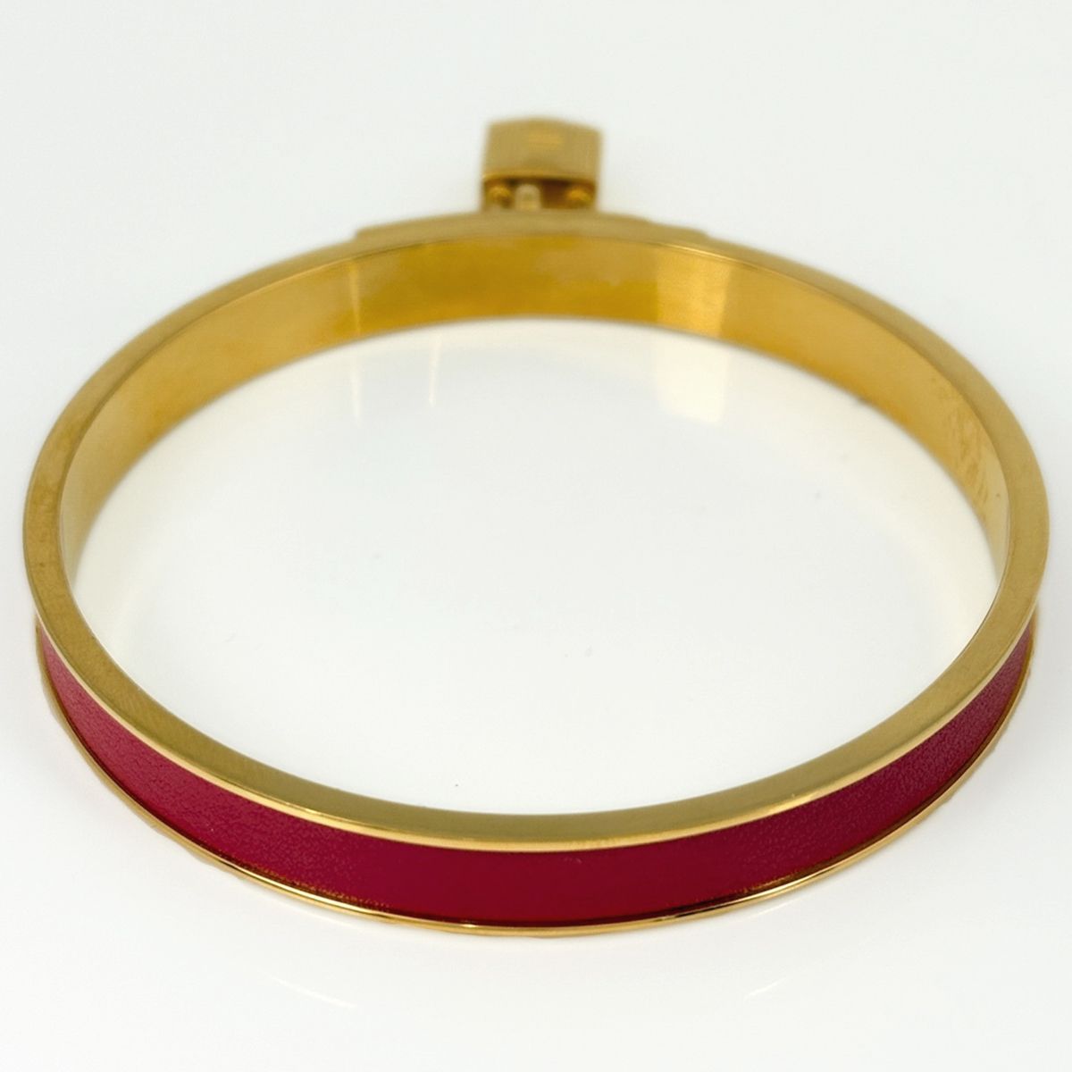 Hermes Kelly Bangle Bracelet Cadena Leather Gold Red — view 3