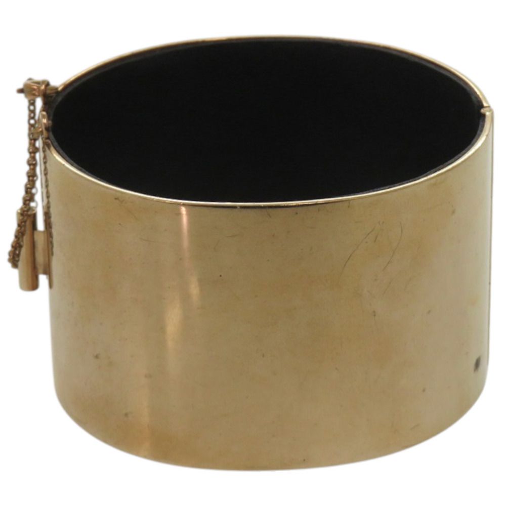 Celine Manchette Metal Leather Gold Bangle — view 2