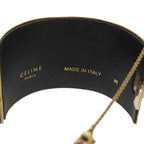 Celine Manchette Metal Leather Gold Bangle — view 5
