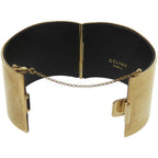 Celine Manchette Metal Leather Gold Bangle — view 6