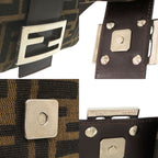 Fendi Zucca Pattern Mamma Bucket Leather Nylon Jacquard Brown Handbag — view 8