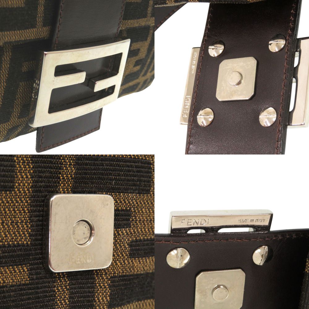 Fendi Zucca Pattern Mamma Bucket Leather Nylon Jacquard Brown Handbag — view 8