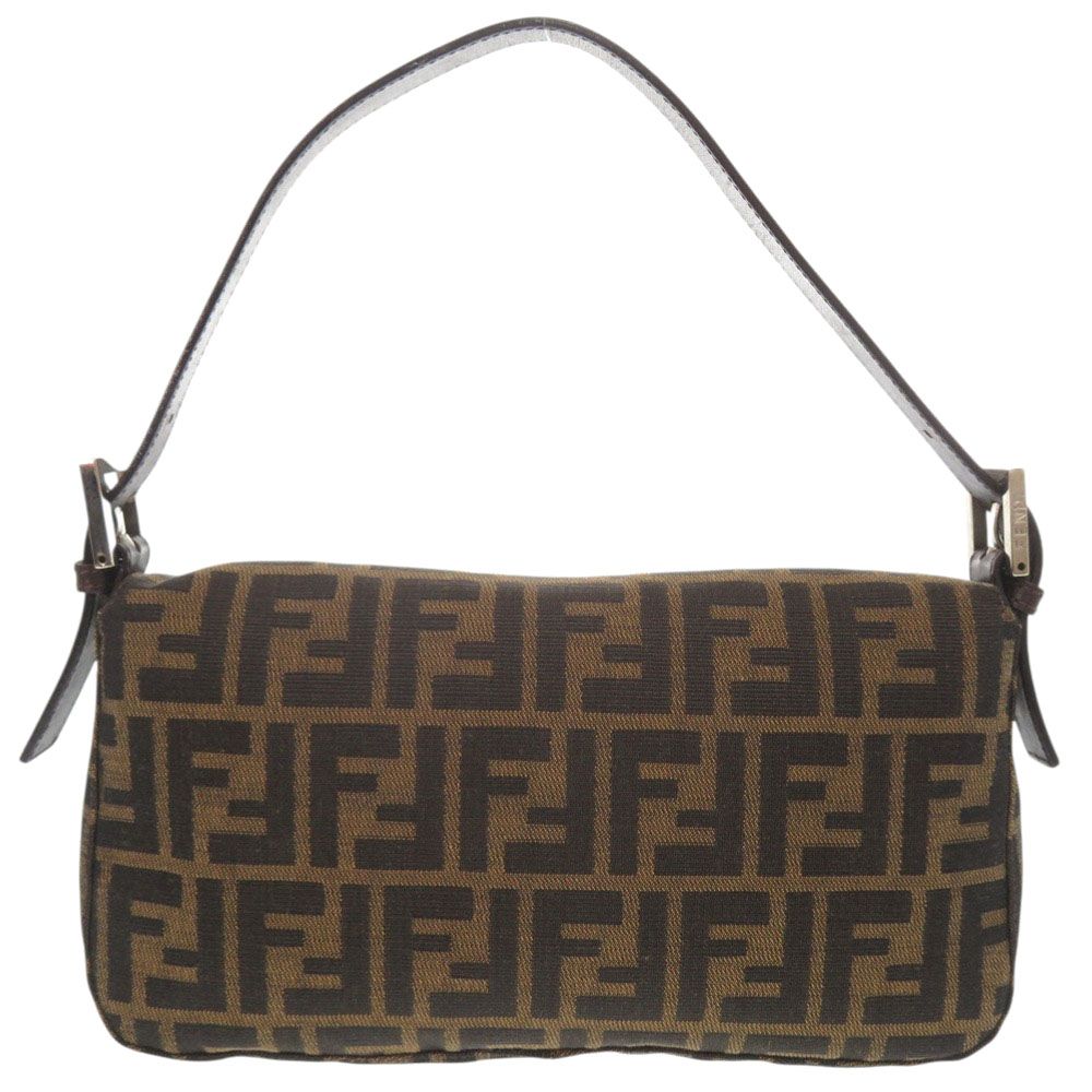 Fendi Zucca Pattern Mamma Bucket Leather Nylon Jacquard Brown Handbag — view 3