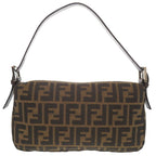 Fendi Zucca Pattern Mamma Bucket Leather Nylon Jacquard Brown Handbag — view 3
