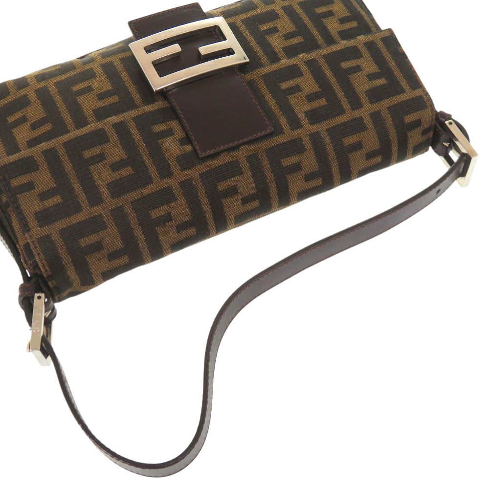 Fendi Zucca Pattern Mamma Bucket Leather Nylon Jacquard Brown Handbag — view 4