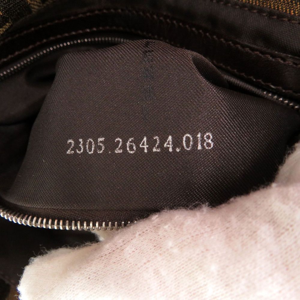 Fendi Zucca Pattern Mamma Bucket Leather Nylon Jacquard Brown Handbag — view 7