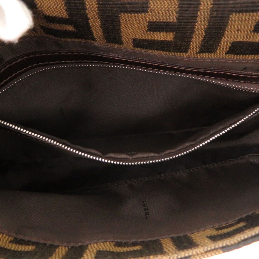 Fendi Zucca Pattern Mamma Bucket Leather Nylon Jacquard Brown Handbag — view 6