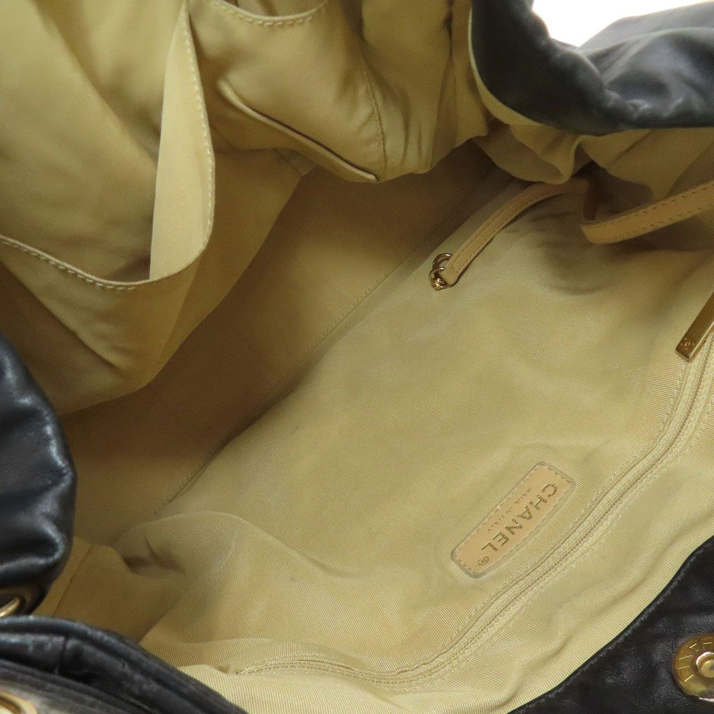 Chanel Quilted CC Logo Gold 2-Way Shoulder Bag Black — view 5