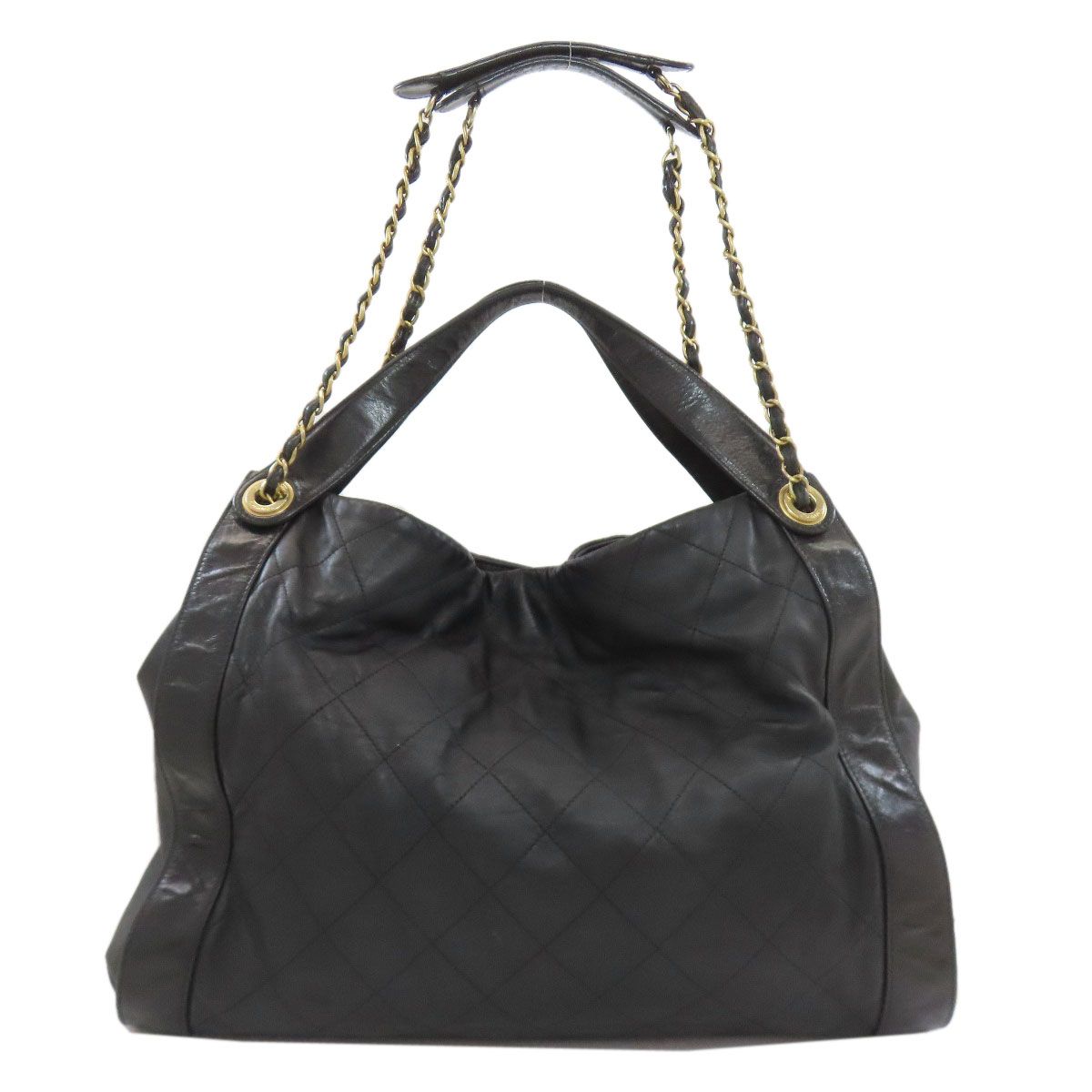 Chanel Quilted CC Logo Gold 2-Way Shoulder Bag Black — view 2