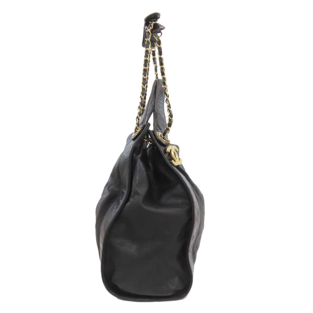 Chanel Quilted CC Logo Gold 2-Way Shoulder Bag Black — view 3