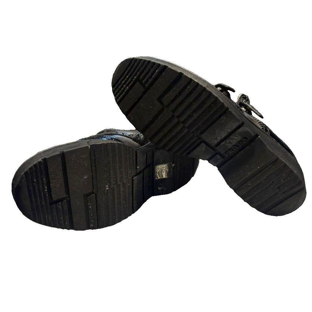 Prada Sport Leather Shoes Monk Strap Wing Tip Bicolor Sneakers 37 Black — view 7